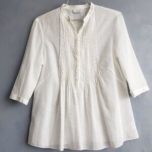 AKRIS PUNTO WHITE SMOCK BLOUSE 3/4 SLEEVE, US 4,6